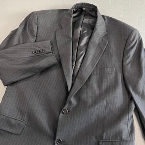 Ermenegildo Zegna BLACK Saks Fifth Ave Pinstripe Wool Silk Blazer‎ Jacket 46R